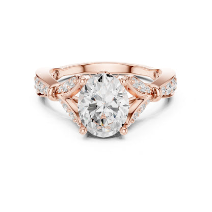 Women's Oval Lab Grown Diamond Side-Stone Ring