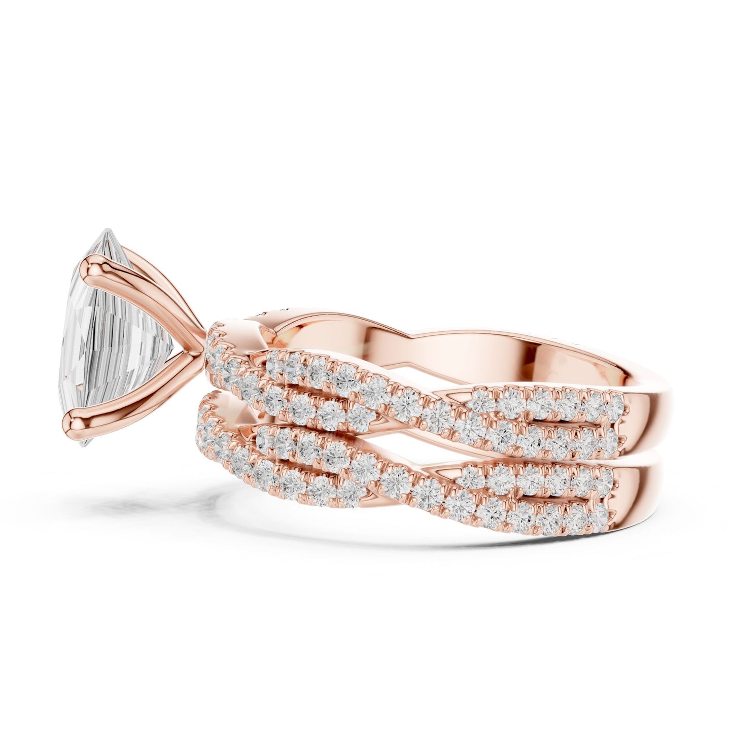 Oval Lab Grown Diamond Side-Stone Engagement Ring