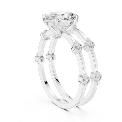 Women's Oval Lab Grown Diamond Side-Stone Ring