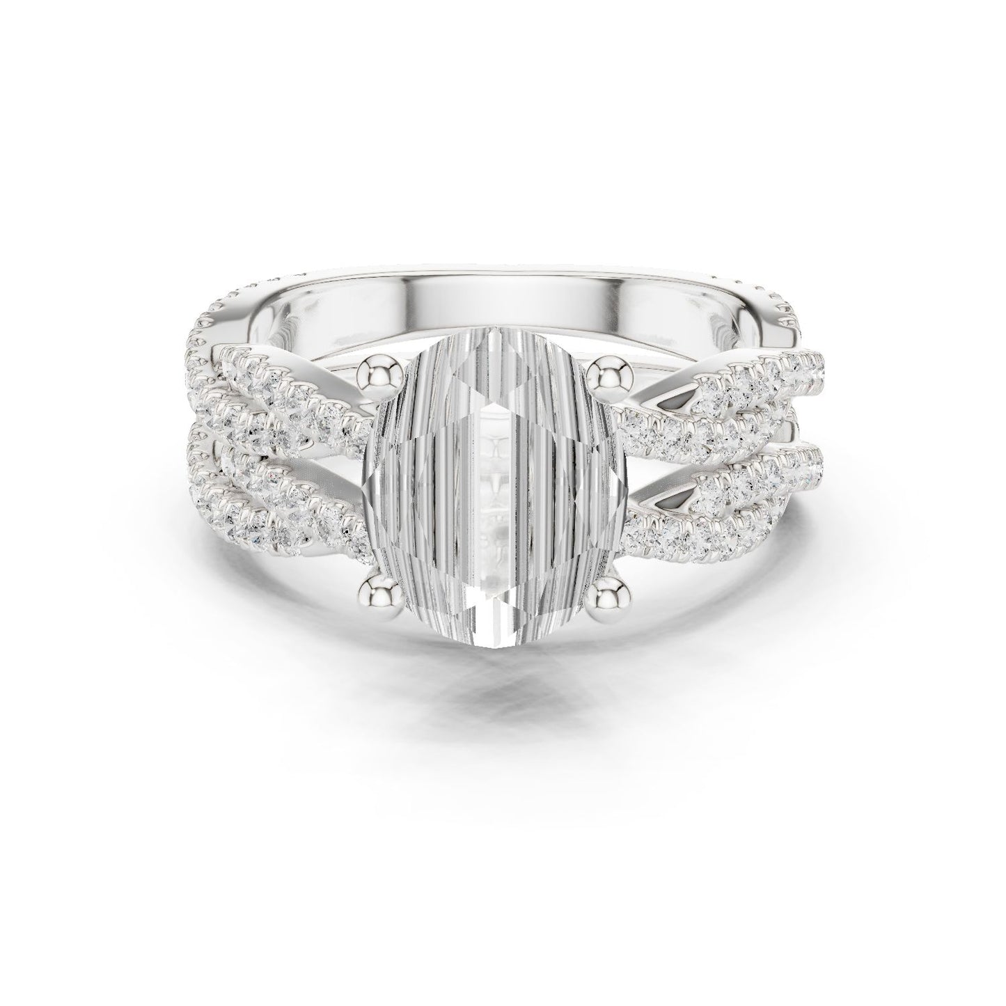 Oval Lab Grown Diamond Side-Stone Engagement Ring
