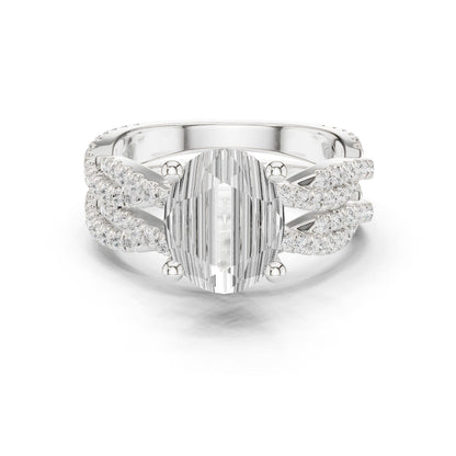 Oval Lab Grown Diamond Side-Stone Engagement Ring