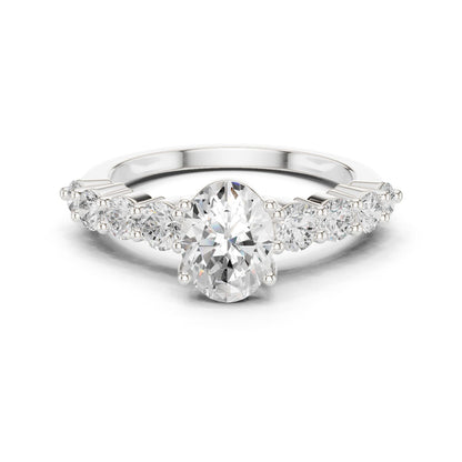Oval Lab Grown Diamond Side-Stone Engagement Ring