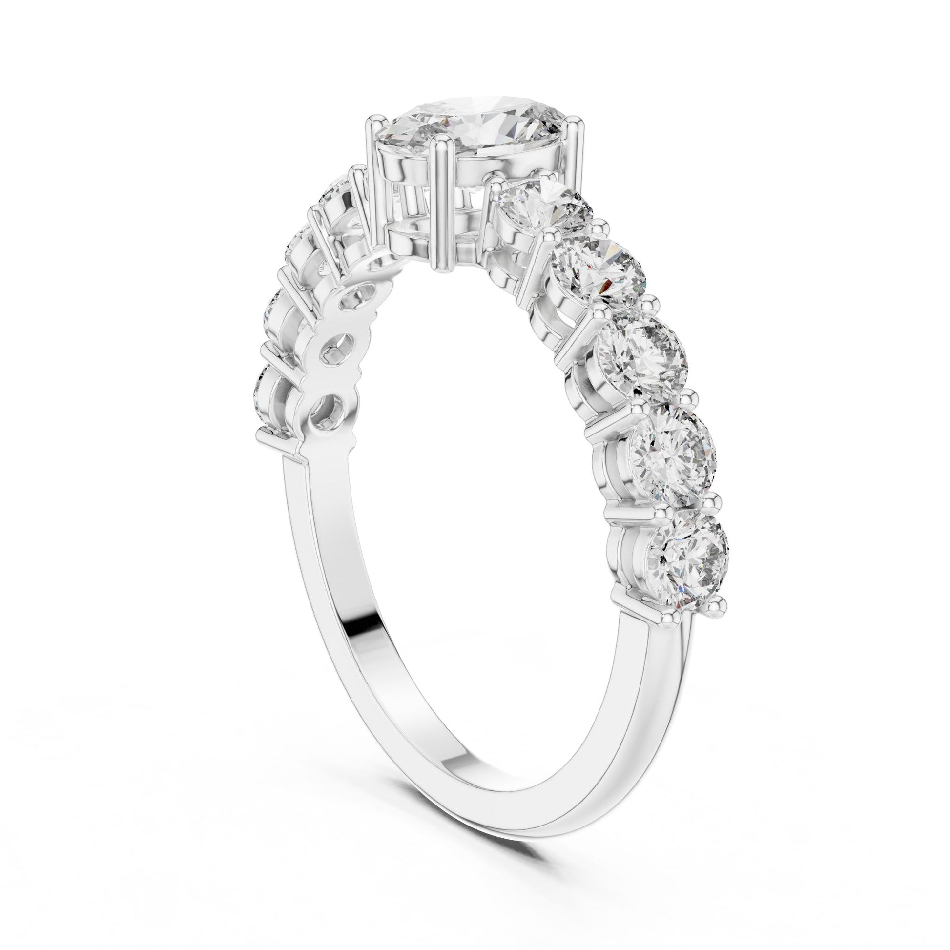Oval Lab Grown Diamond Side-Stone Engagement Ring