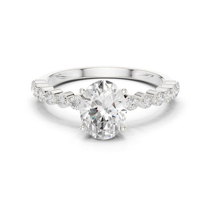 Oval Lab Grown Diamond Side-Stone Engagement Ring