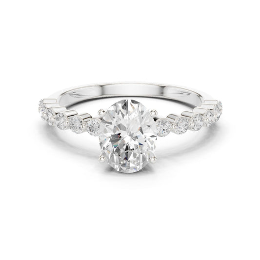 Oval Lab Grown Diamond Side-Stone Engagement Ring