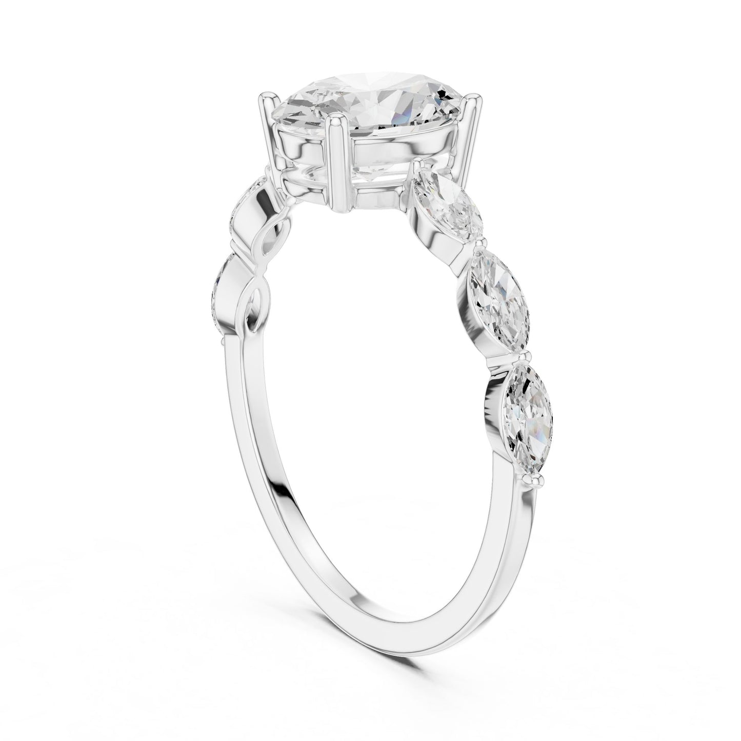 Women's Oval Lab Grown Diamond Side-Stone Ring