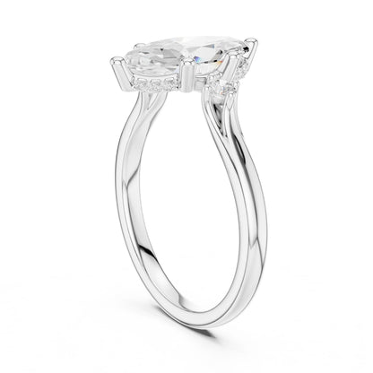 Oval Lab Grown Diamond Side-Stone Engagement Ring