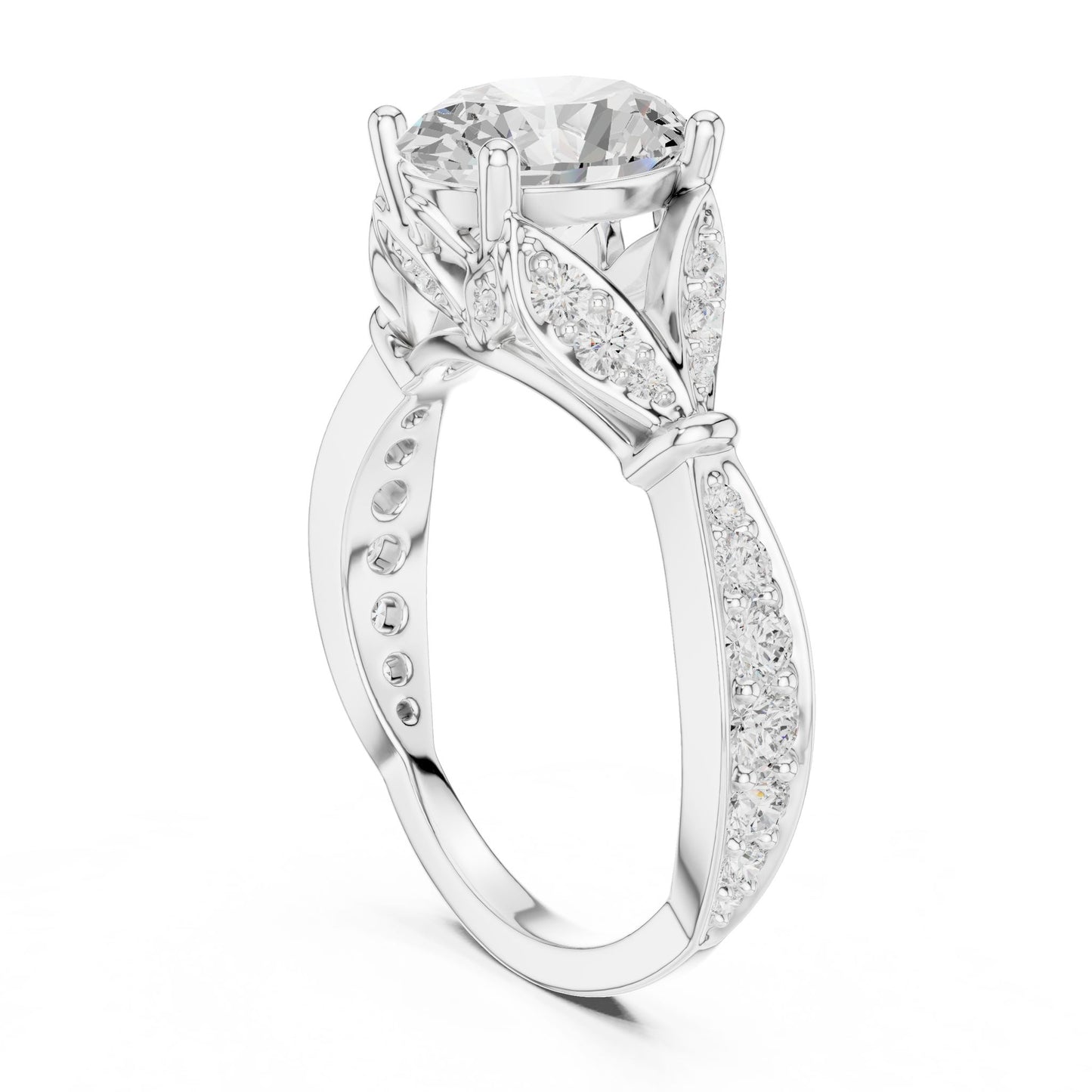 Women's Oval Lab Grown Diamond Side-Stone Ring