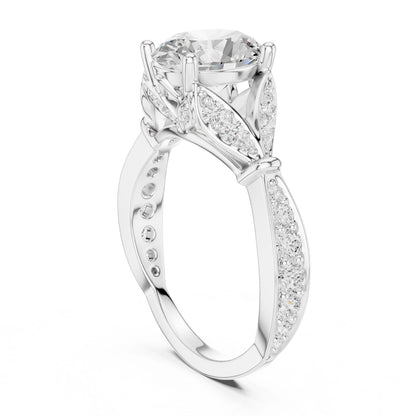 Women's Oval Lab Grown Diamond Side-Stone Ring