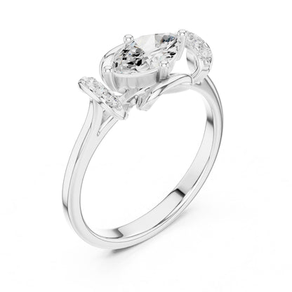 Oval Lab Grown Diamond Side-Stone Engagement Ring
