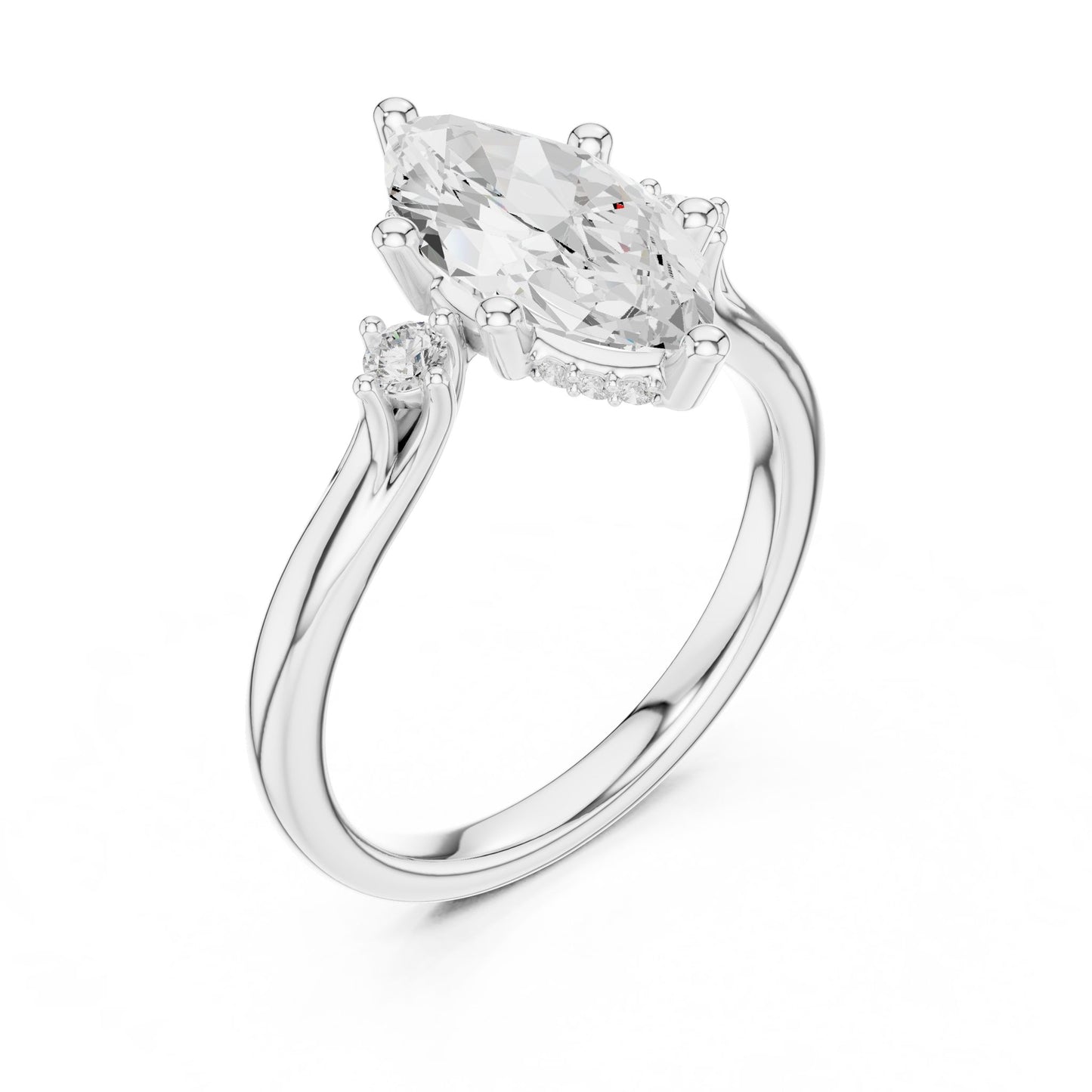 Oval Lab Grown Diamond Side-Stone Engagement Ring