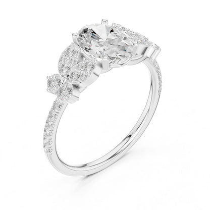 Oval Lab Grown Diamond Side-Stone Engagement Ring