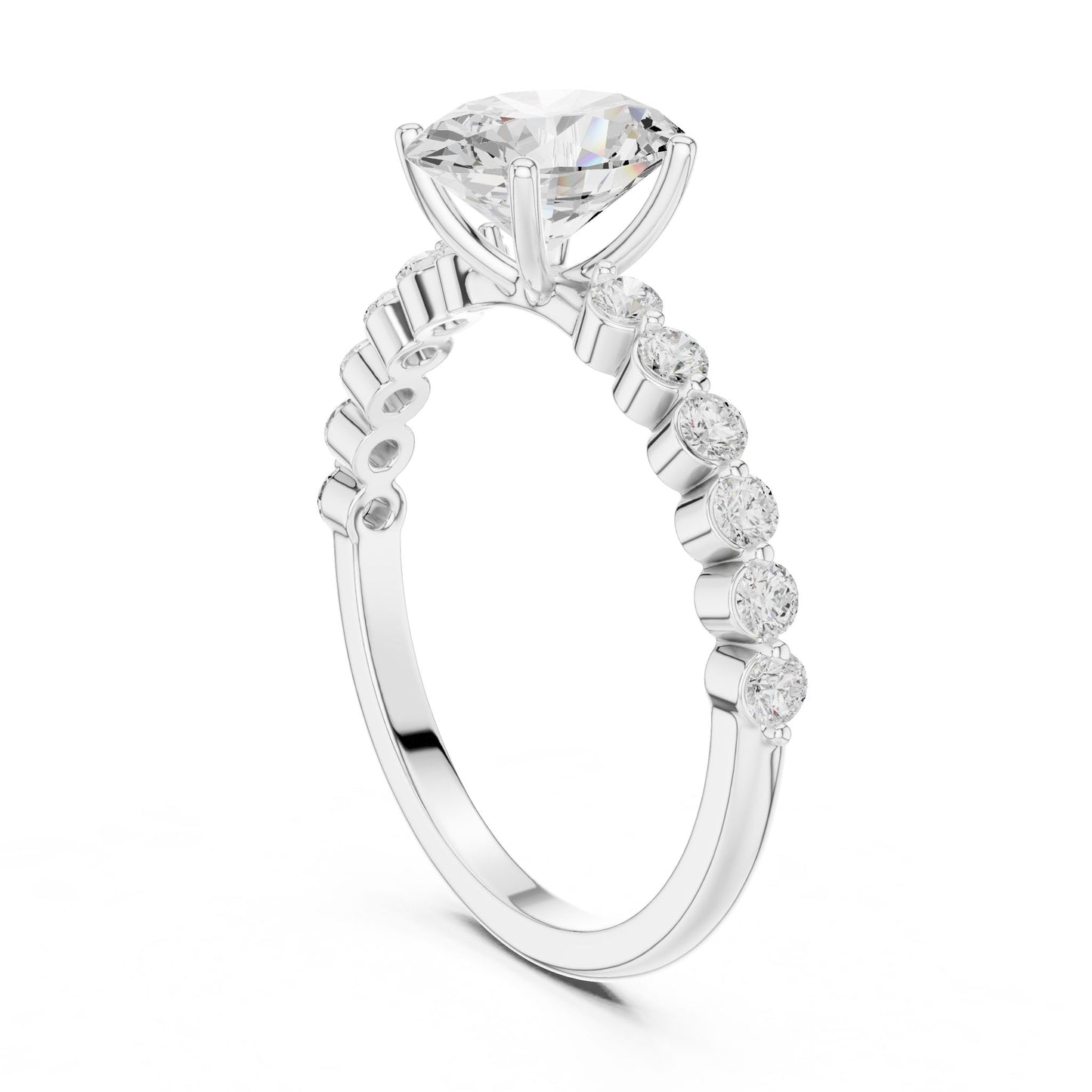 Oval Lab Grown Diamond Side-Stone Engagement Ring