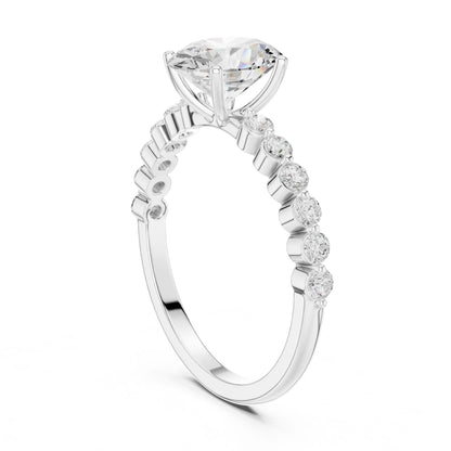 Oval Lab Grown Diamond Side-Stone Engagement Ring