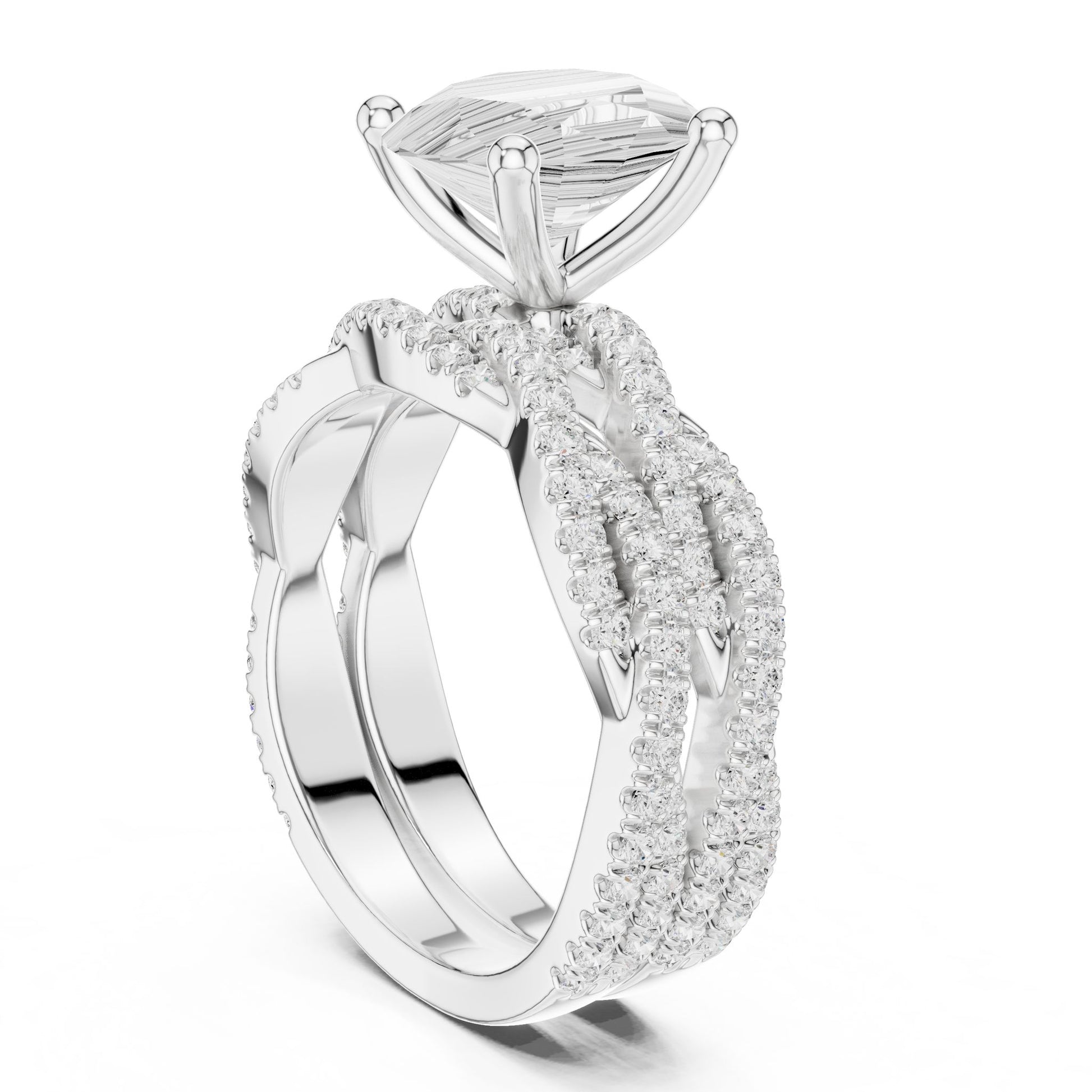 Oval Lab Grown Diamond Side-Stone Engagement Ring
