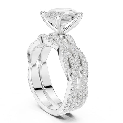 Oval Lab Grown Diamond Side-Stone Engagement Ring