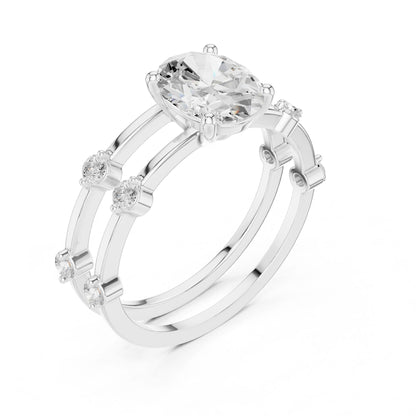 Women's Oval Lab Grown Diamond Side-Stone Ring