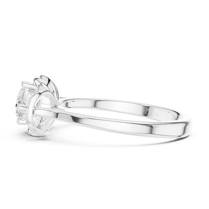 Oval Lab Grown Diamond Side-Stone Engagement Ring