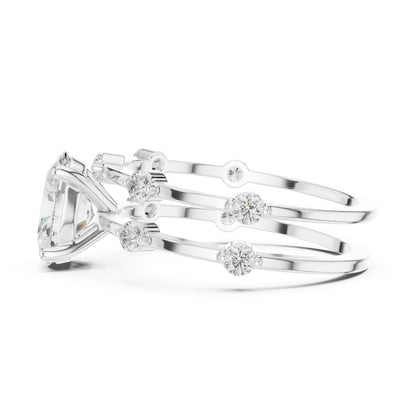 Women's Oval Lab Grown Diamond Side-Stone Ring