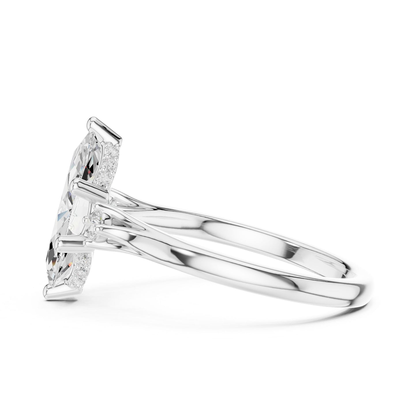 Oval Lab Grown Diamond Side-Stone Engagement Ring