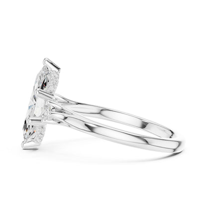 Oval Lab Grown Diamond Side-Stone Engagement Ring