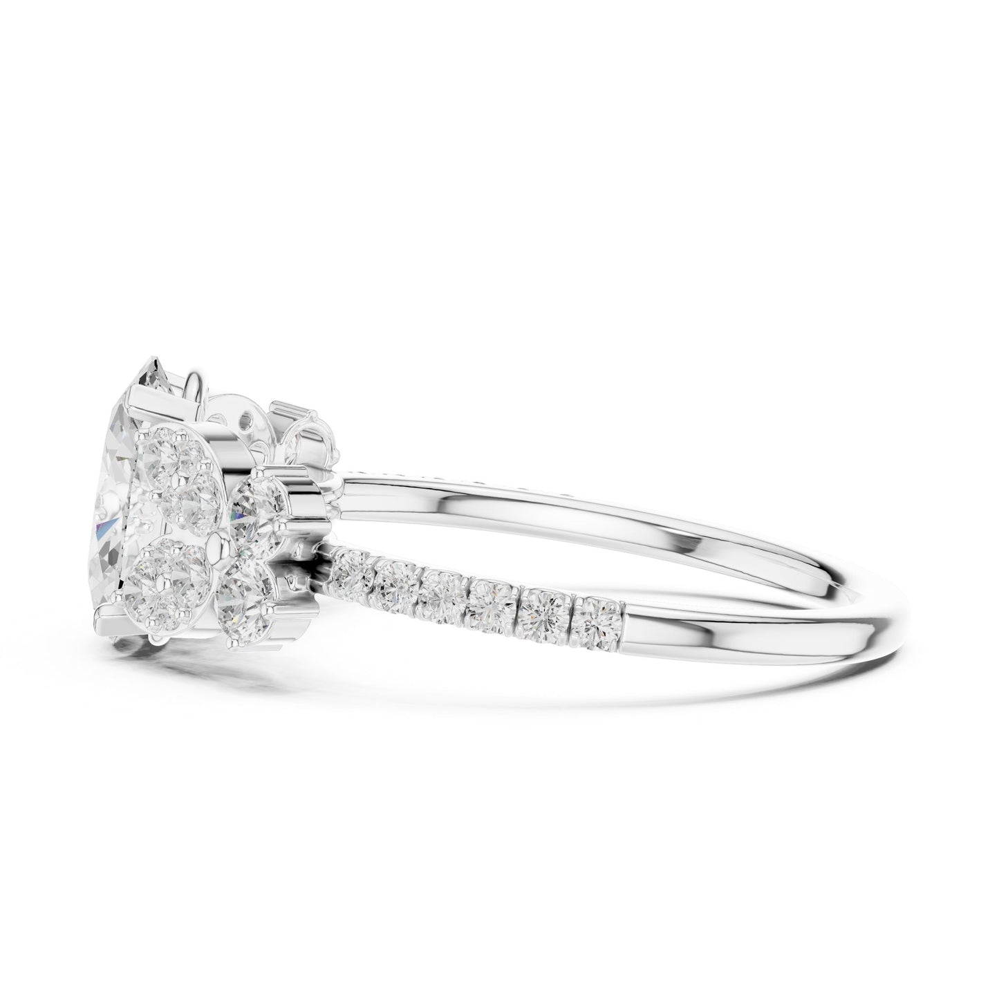 Oval Lab Grown Diamond Side-Stone Engagement Ring