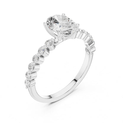 Oval Lab Grown Diamond Side-Stone Engagement Ring