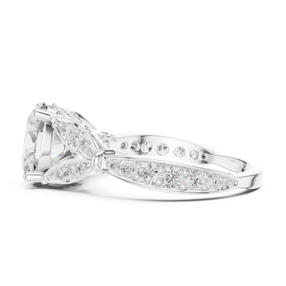 Women's Oval Lab Grown Diamond Side-Stone Ring