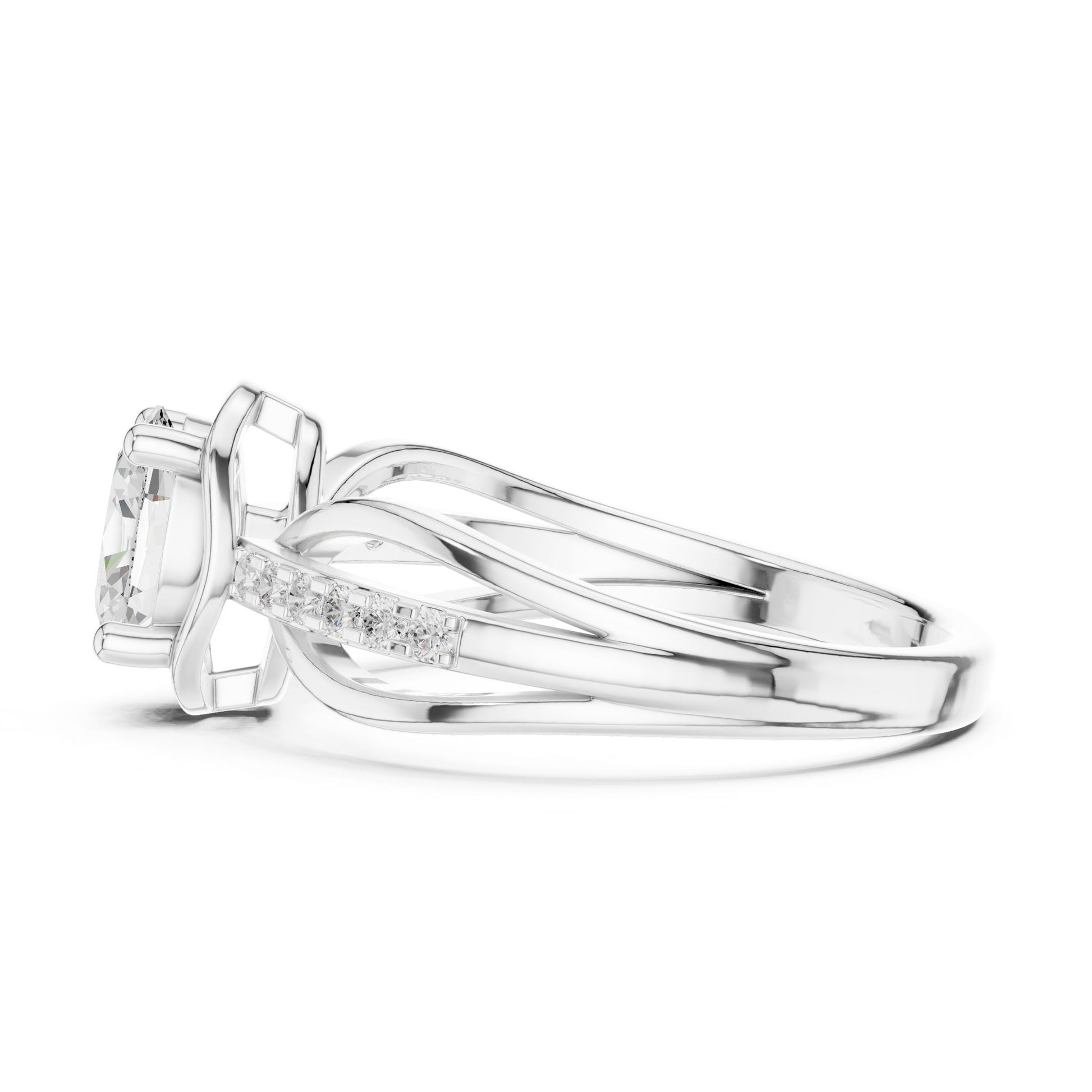 Oval Lab Grown Diamond Side-Stone Engagement Ring
