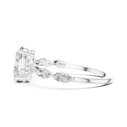 Women's Oval Lab Grown Diamond Side-Stone Ring