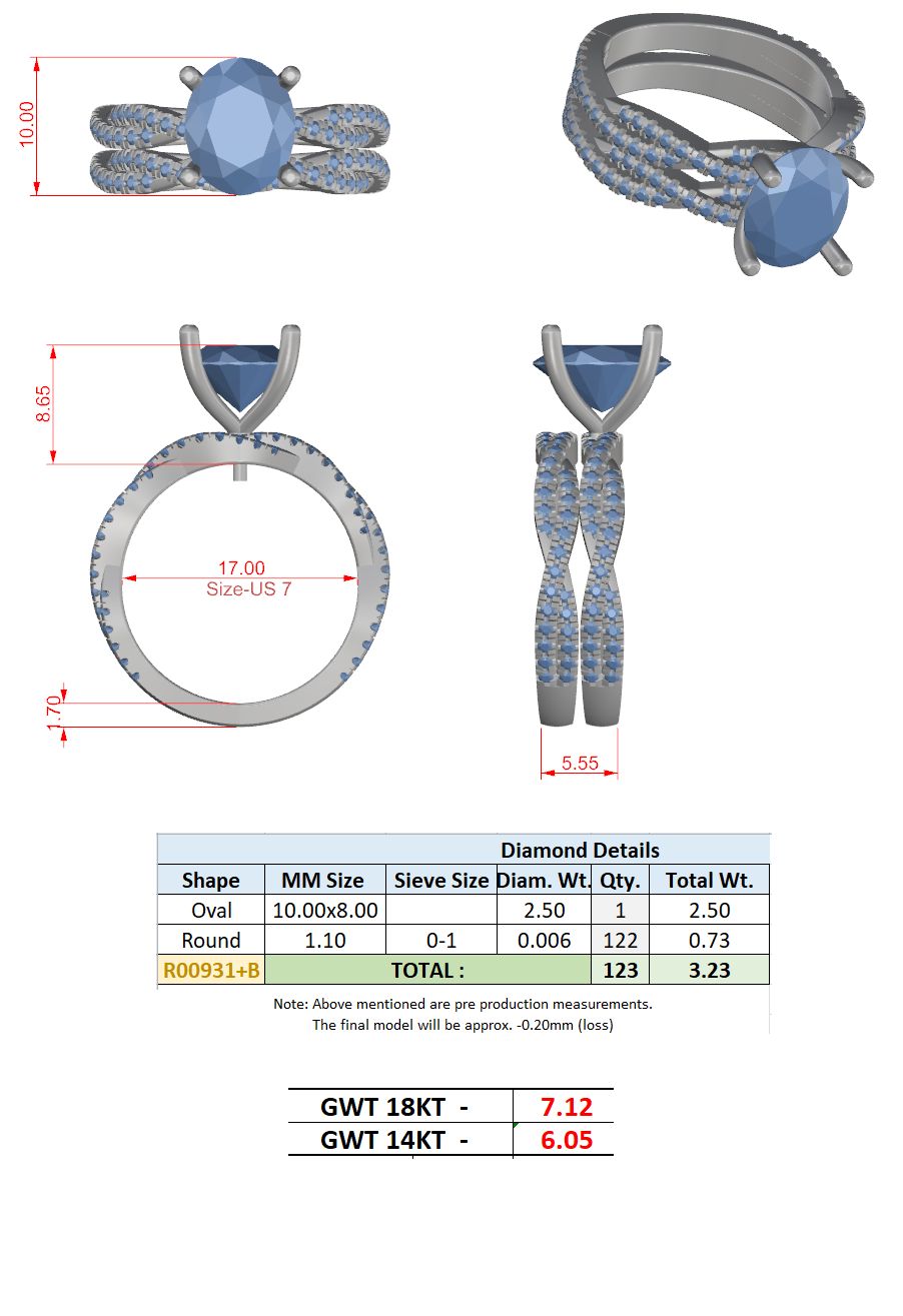 Oval Lab Grown Diamond Side-Stone Engagement Ring