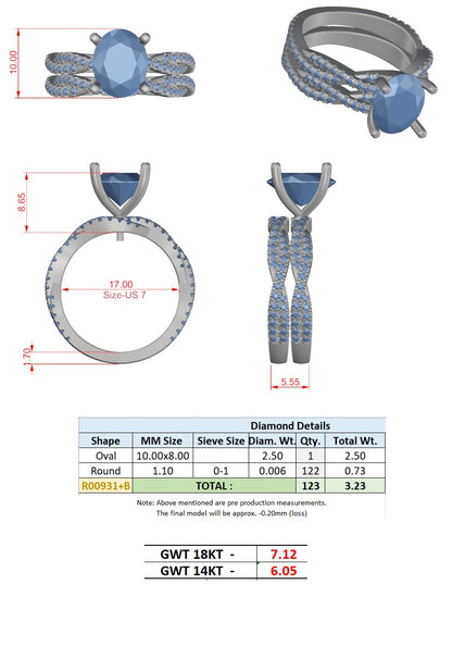 Oval Lab Grown Diamond Side-Stone Engagement Ring