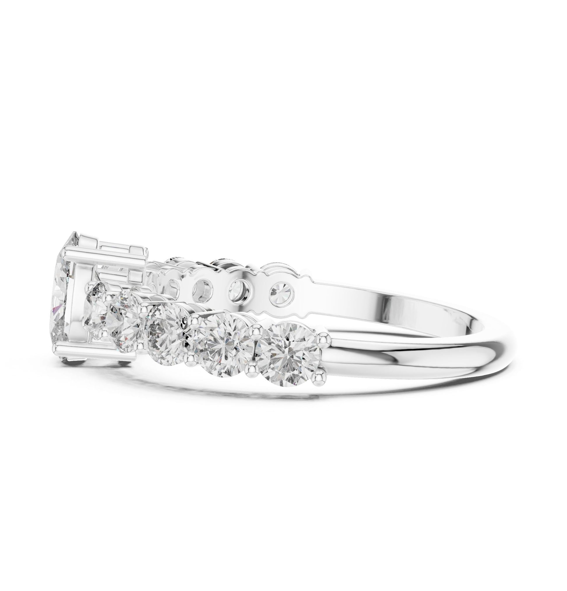 Oval Lab Grown Diamond Side-Stone Engagement Ring