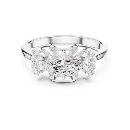 Oval Lab Grown Diamond Side-Stone Engagement Ring
