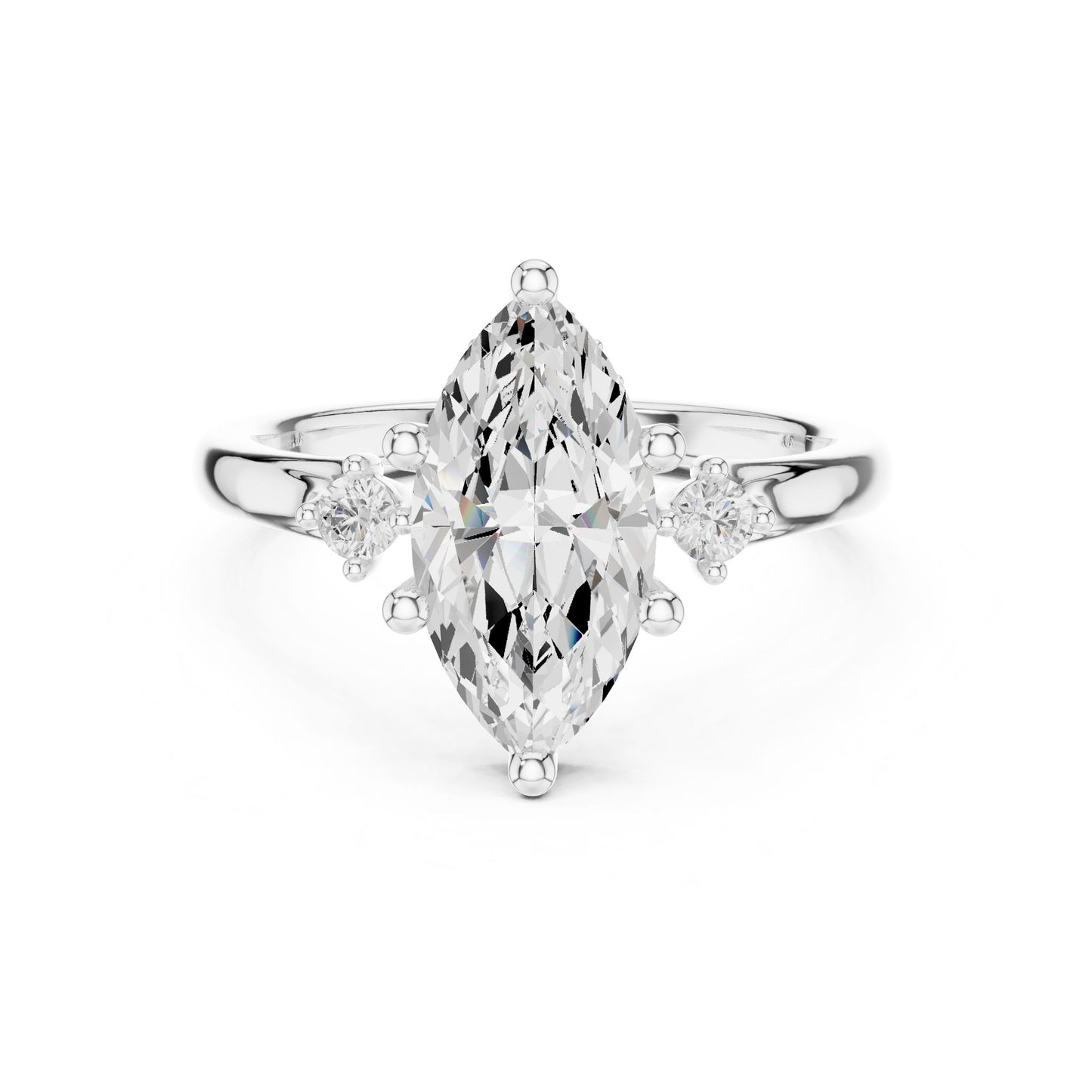 Oval Lab Grown Diamond Side-Stone Engagement Ring