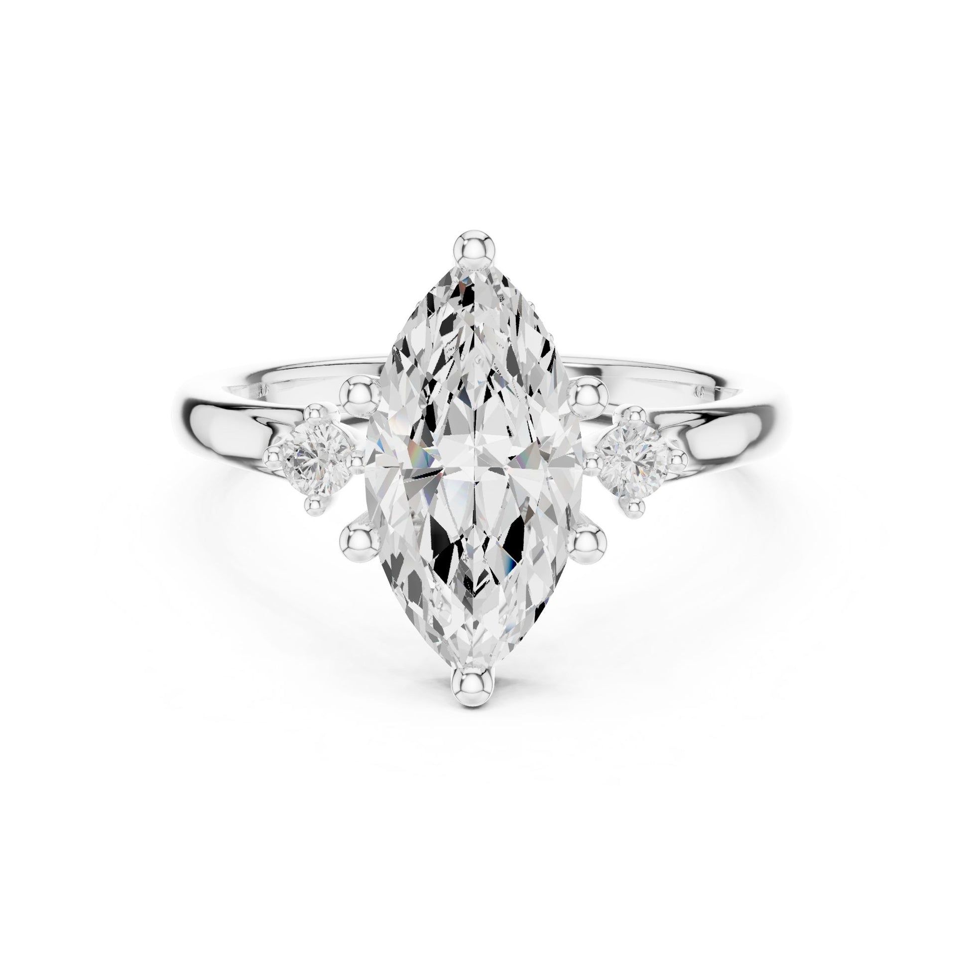 Oval Lab Grown Diamond Side-Stone Engagement Ring