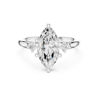Oval Lab Grown Diamond Side-Stone Engagement Ring