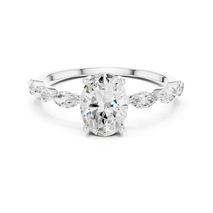 Women's Oval Lab Grown Diamond Side-Stone Ring