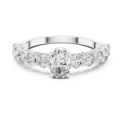 Oval Lab Grown Diamond Side-Stone Engagement Ring