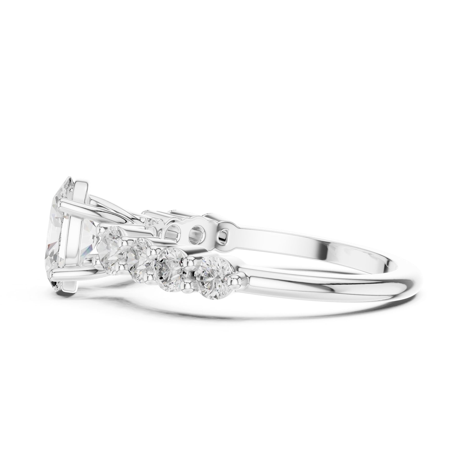Oval Lab Grown Diamond Side-Stone Engagement Ring