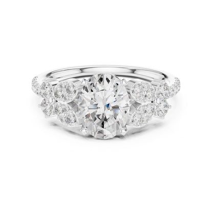 Oval Lab Grown Diamond Side-Stone Engagement Ring