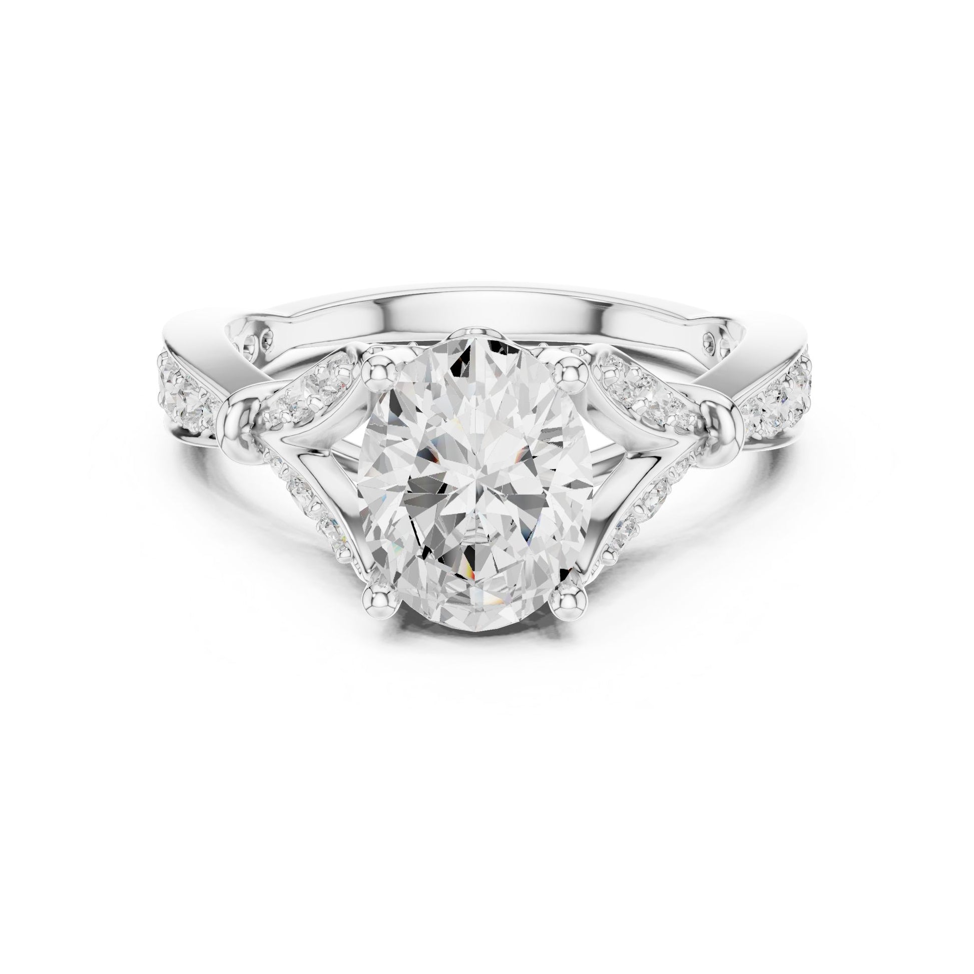 Women's Oval Lab Grown Diamond Side-Stone Ring