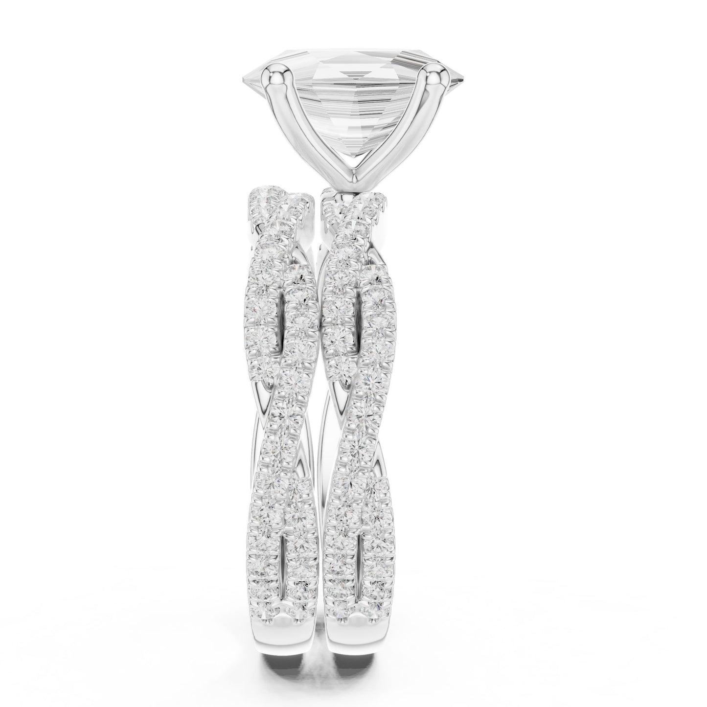 Oval Lab Grown Diamond Side-Stone Engagement Ring