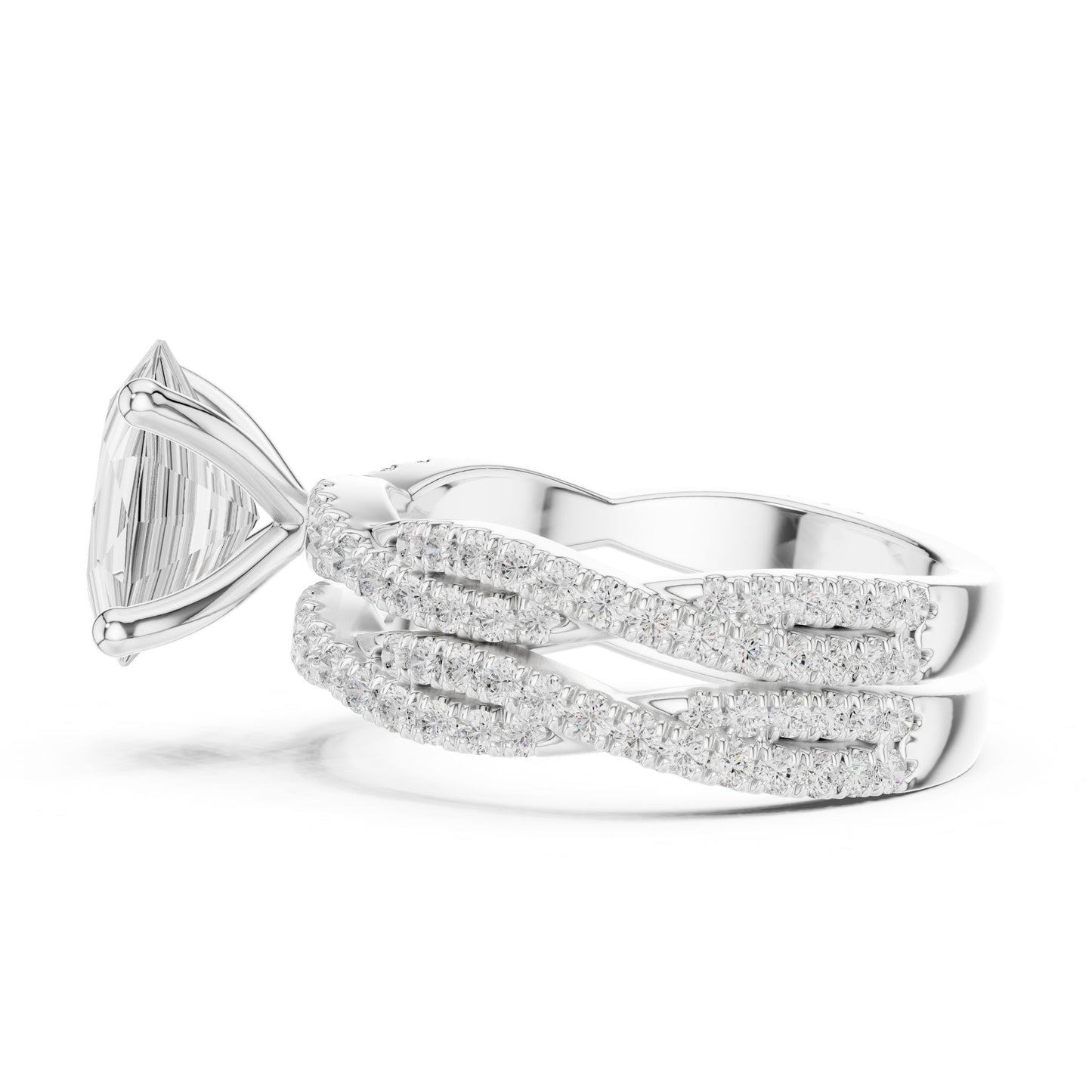 Oval Lab Grown Diamond Side-Stone Engagement Ring