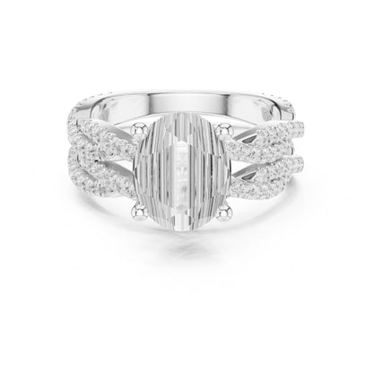 Oval Lab Grown Diamond Side-Stone Engagement Ring