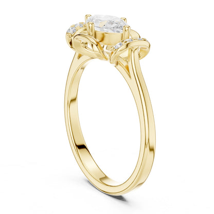 Oval Lab Grown Diamond Side-Stone Engagement Ring