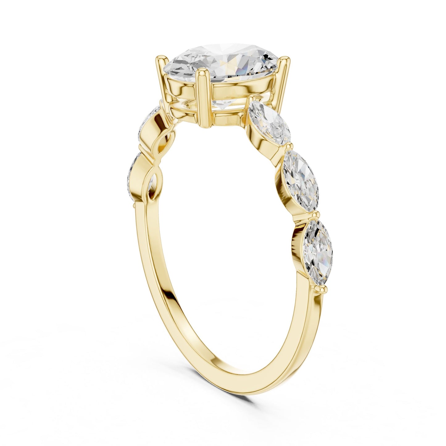 Women's Oval Lab Grown Diamond Side-Stone Ring