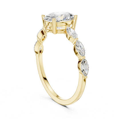 Women's Oval Lab Grown Diamond Side-Stone Ring