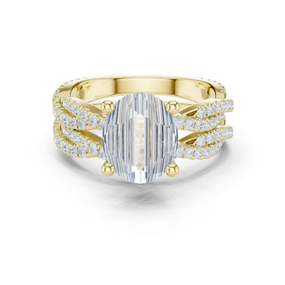 Oval Lab Grown Diamond Side-Stone Engagement Ring