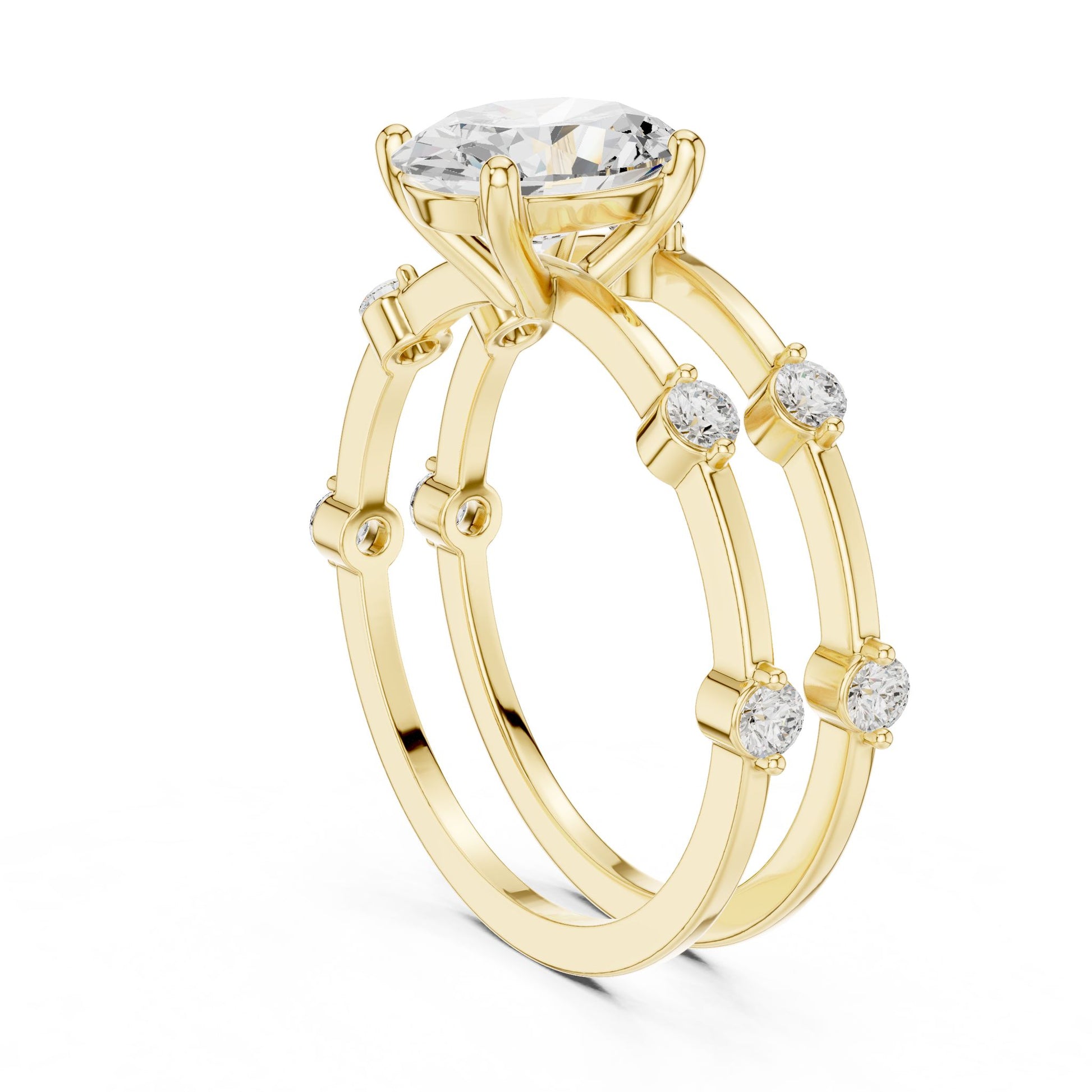 Women's Oval Lab Grown Diamond Side-Stone Ring